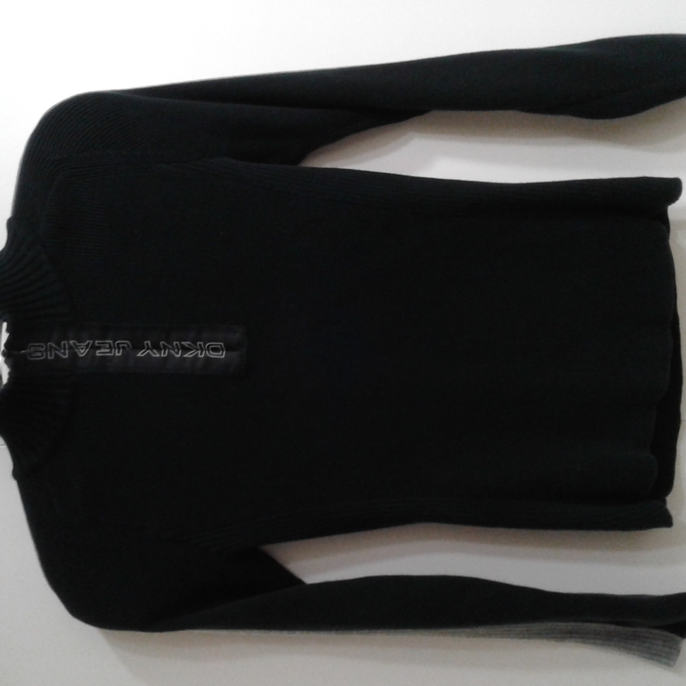 DKNY Logo Mock Neck 1/4 Zip Ladies Sweater